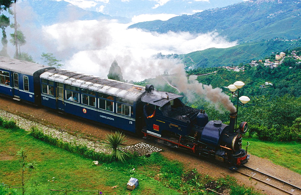 1889 steam engine toy train in Darjeeling , West Bengal, India